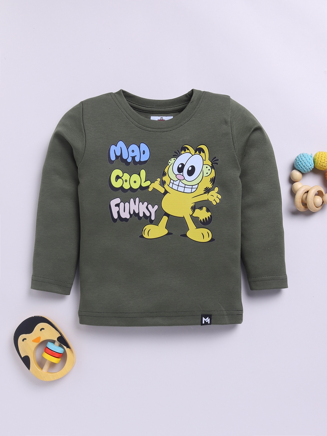 

YK X Minute Mirth Boys Tom & Jerry Printed Pure Cotton T-shirt, Olive