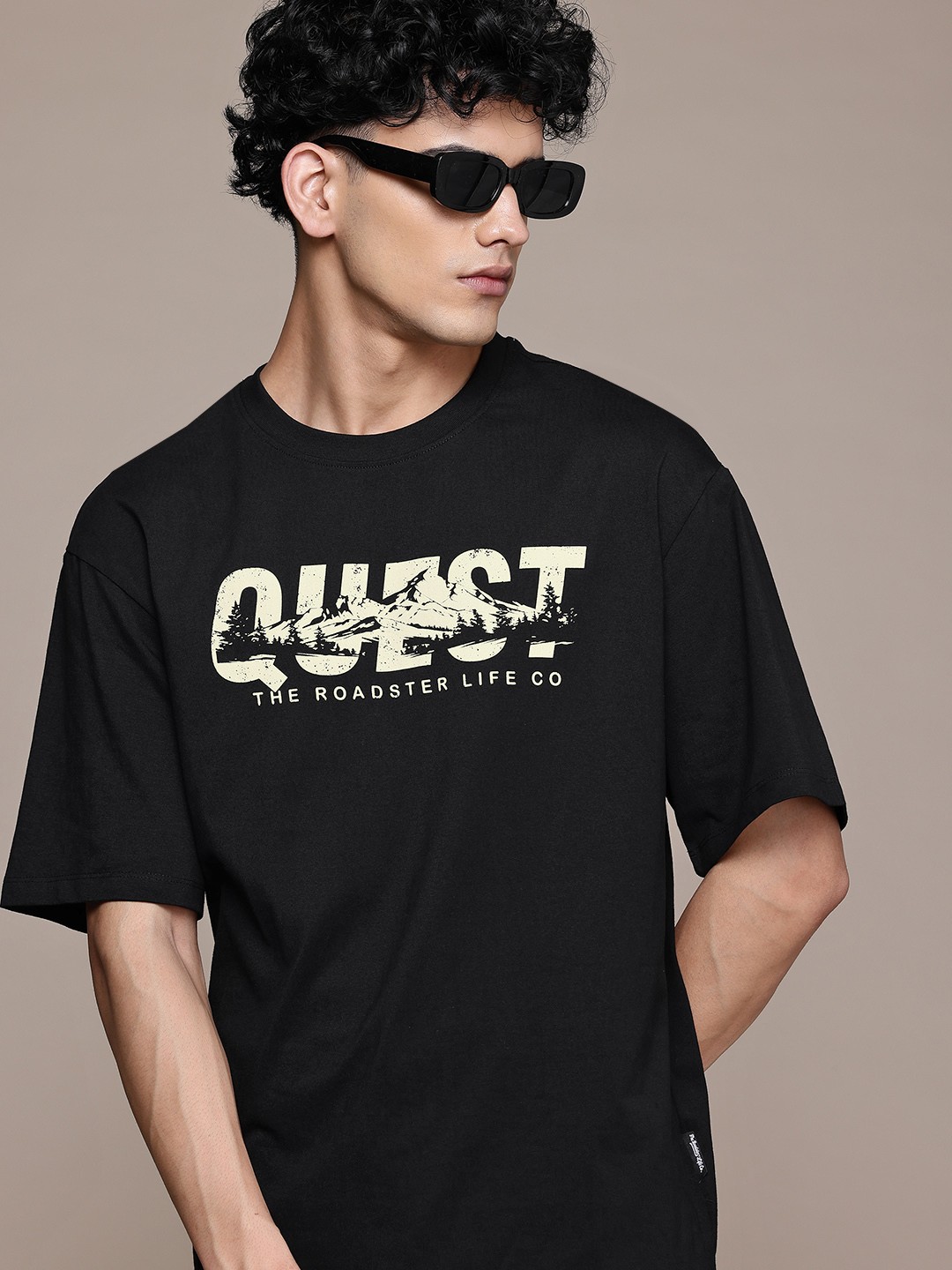 

The Roadster Lifestyle Co. Typography Print Pure Cotton Relaxed T-shirt, Black