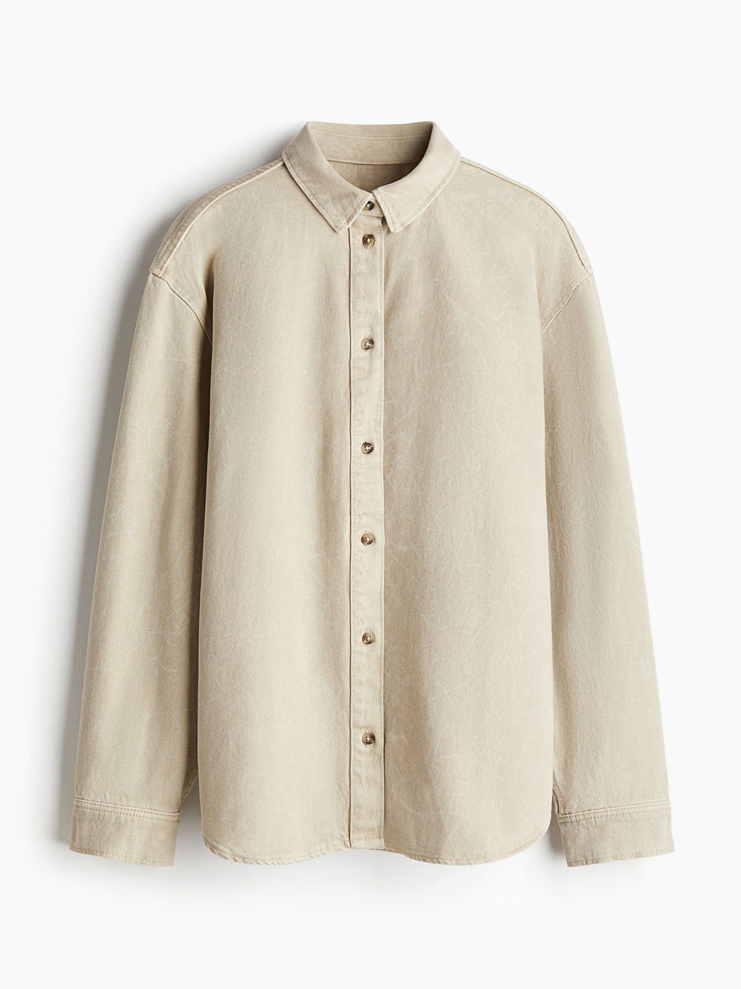 

H&M Oversized Denim Shirt, Beige