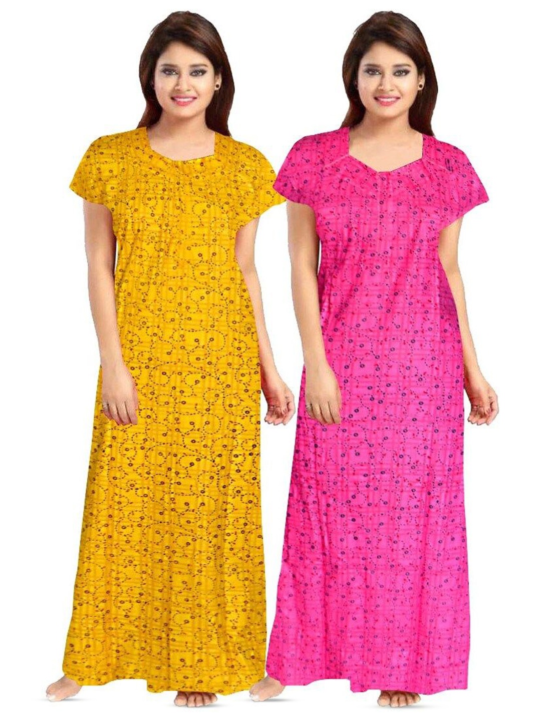 

PR PINK ROYAL Printed Maxi Nightdress, Yellow