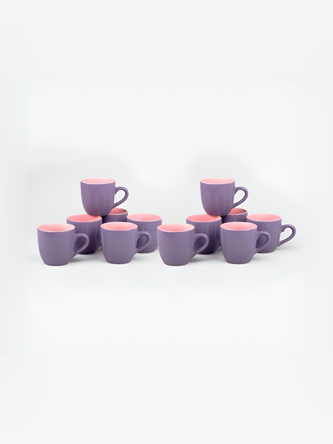

Storepedia Purple & Pink 12 Pieces Glossy Ceramic Tea Cups 150ml Each