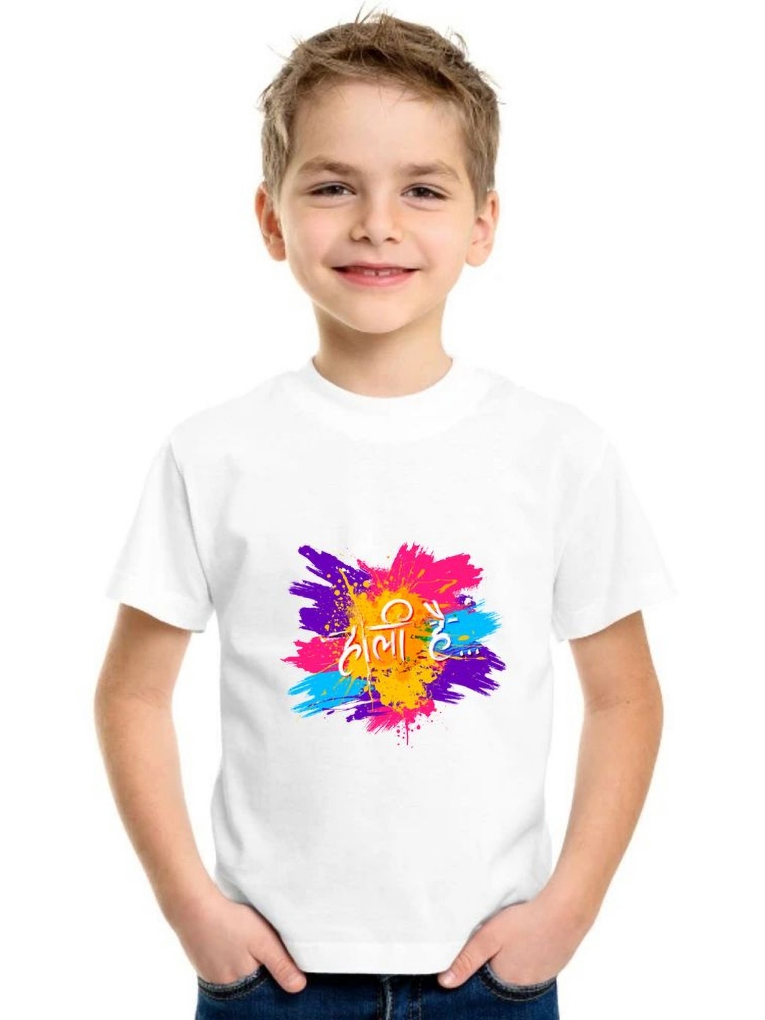 

SHUBHAM DESIGNER GALLERY Boys Graphic Printed Round Neck T-shirt, White