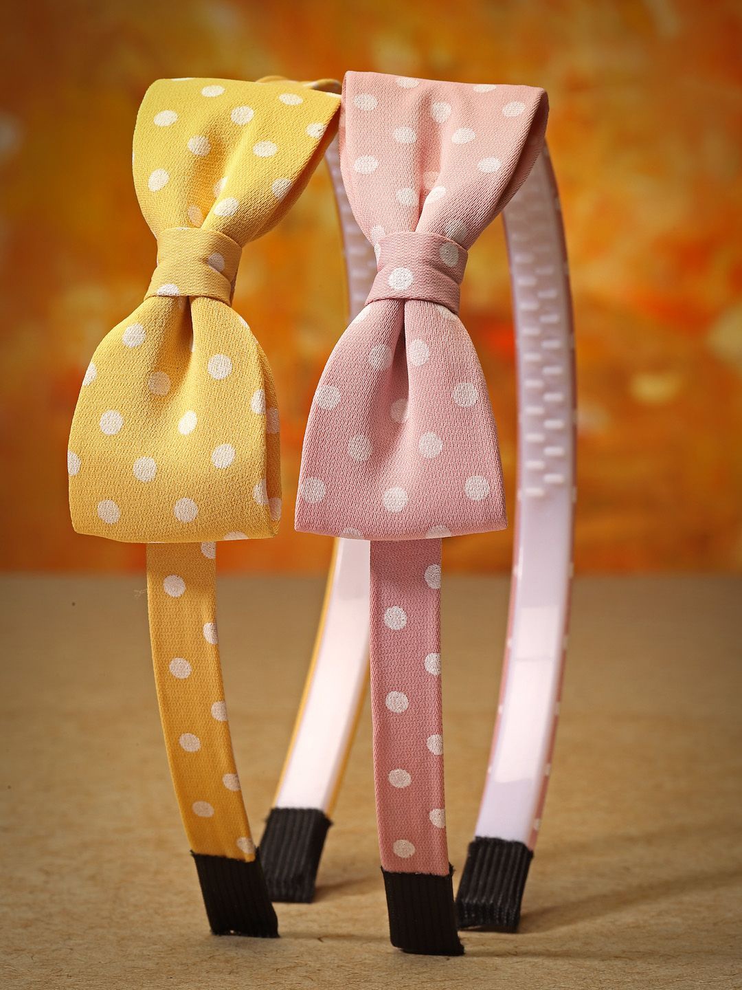 

Stoln Girls Set of 2 Polka Dot Printed Bow Hairbands, Yellow