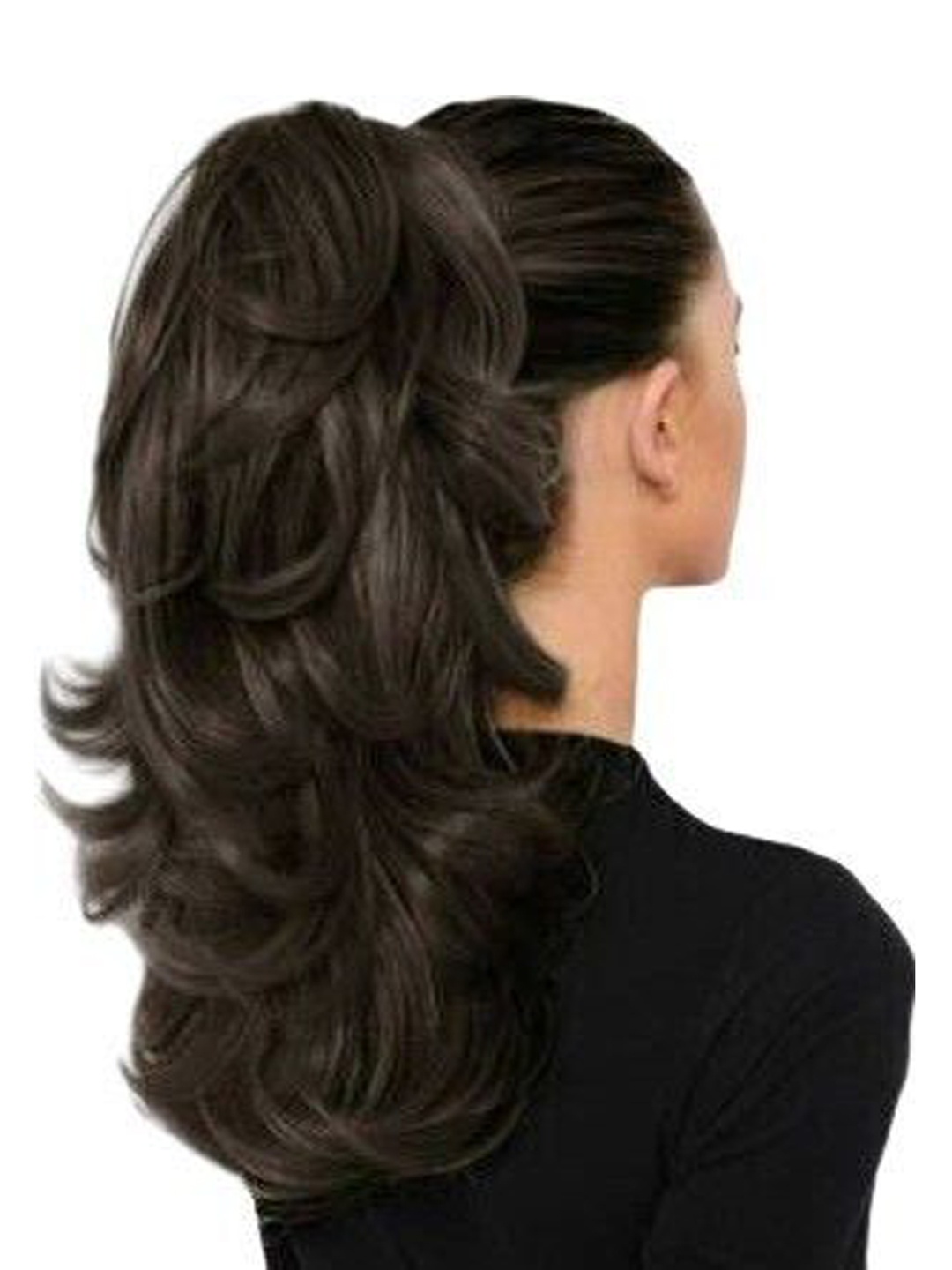 

CRIBE Clip-In Wavy Ponytail Hair Extension - 20Inch - Brown, Black