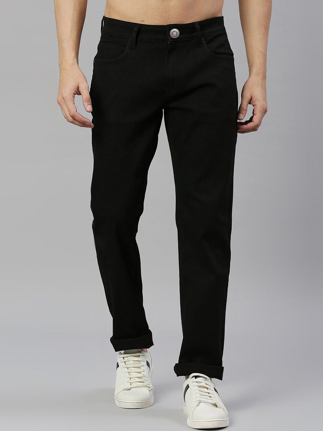 

INDIROCKS Men Jean Stretchable Jeans, Black