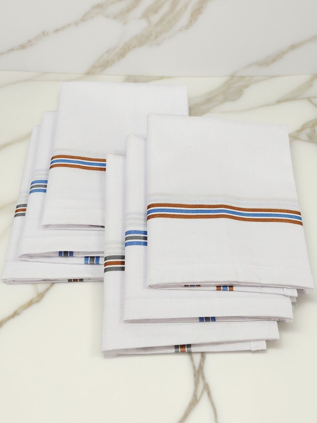 

StyFun Men Pack Of 6 Striped Cotton Handkerchiefs, White