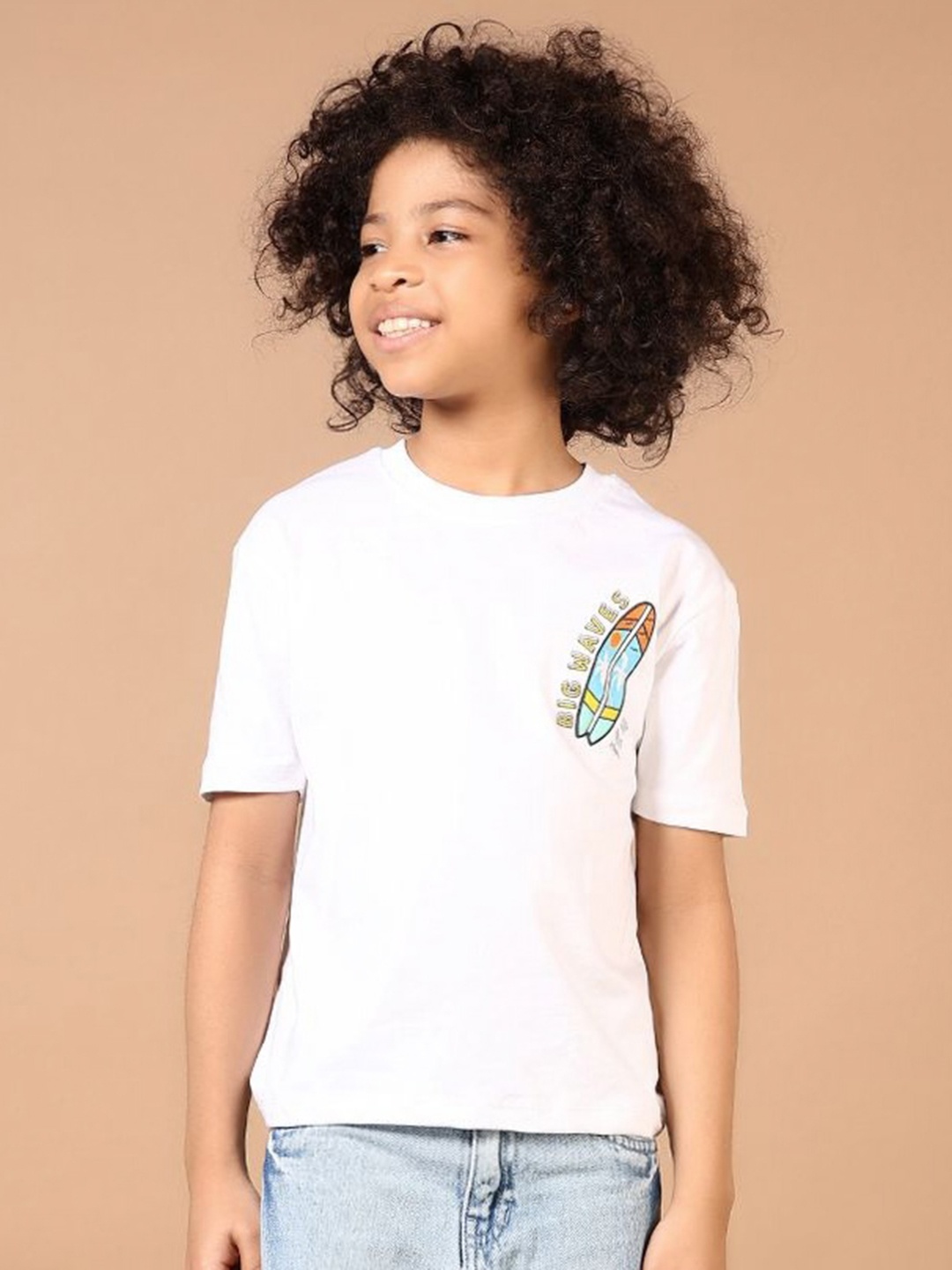 

V-Mart Boys Typography Printed Round Neck Cotton T-shirt, White