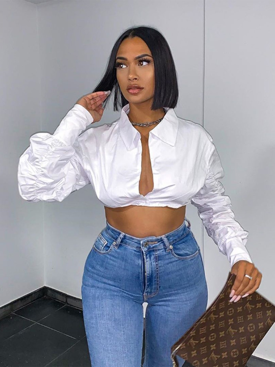 

StyleCast Twisted Shirt Style Crop Top, White