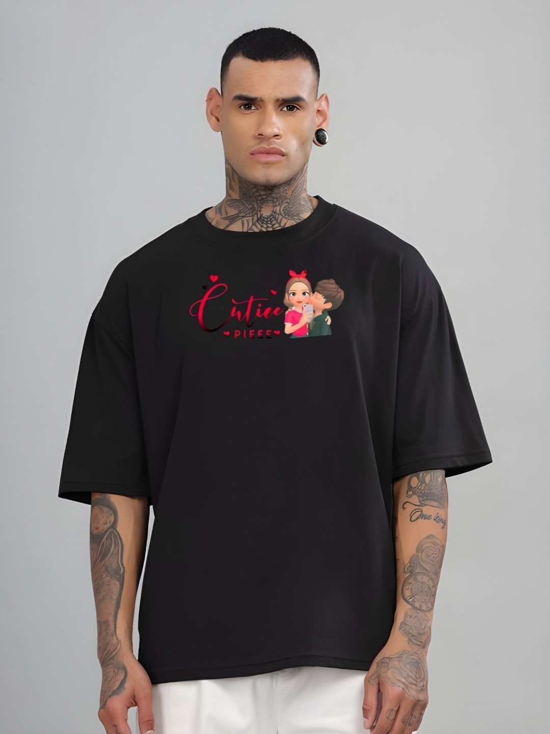 

Moda Rapido Men Graphic Printed Round Neck Cotton Oversized T-shirt, Black