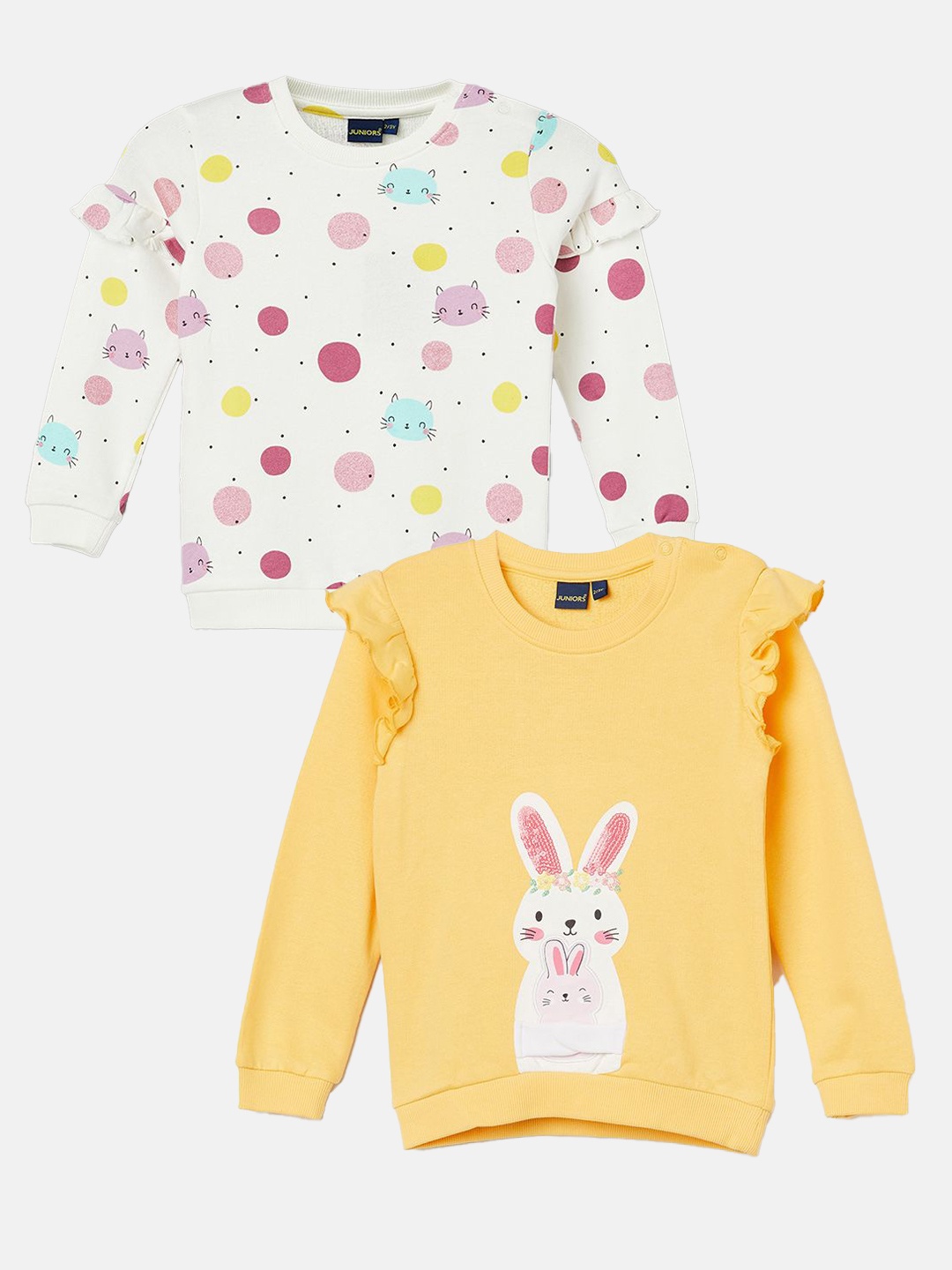 

Juniors by Lifestyle Pack of 2 Girls Printed Sweatshirt, Yellow
