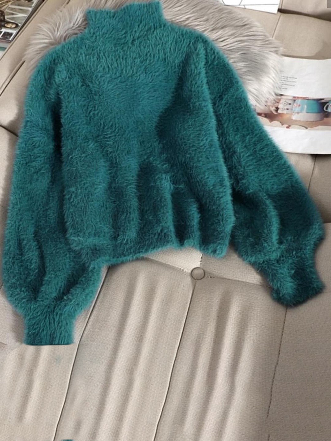 

Alamode By Akanksha Women Green Luxury Mohair Jumpers