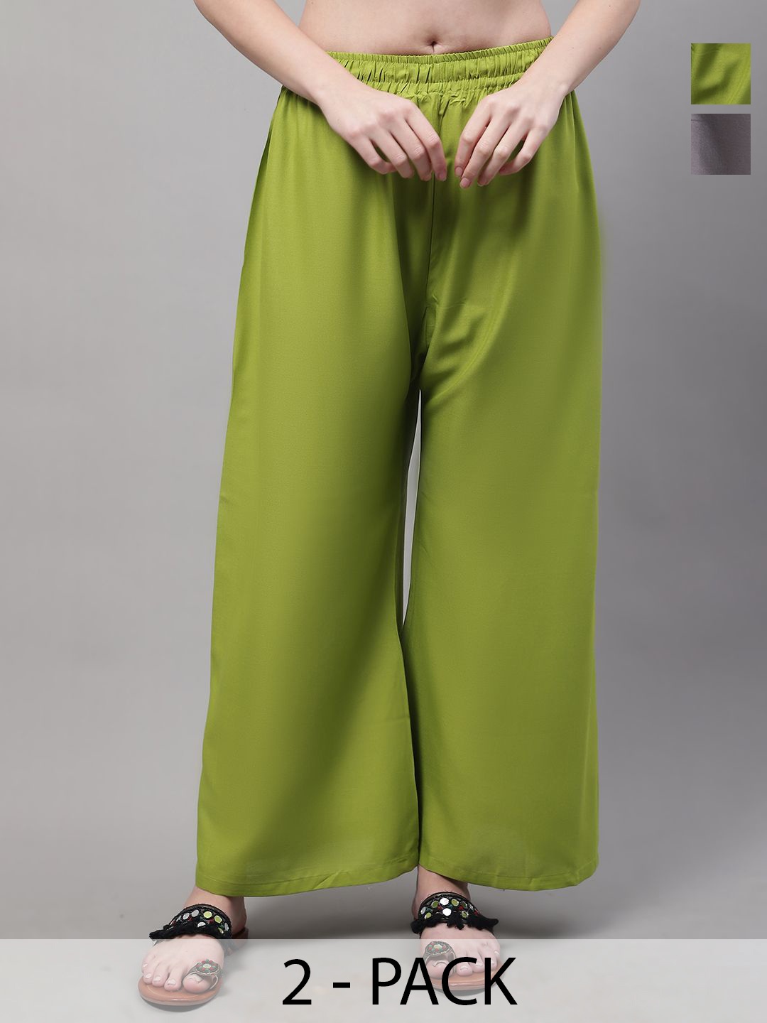 

Valles365 by S.C. Women Pack of 2 Flared Ethnic Palazzos, Green