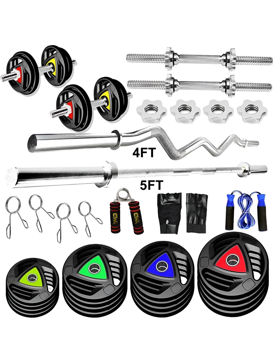 

YMD Set Of 17 Home Gym Combo, Silver