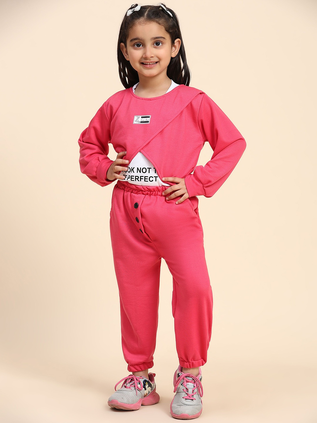 

MAYNEISHA Girls Printed Pure Cotton Modern Jazz Team Performance Costume, Pink