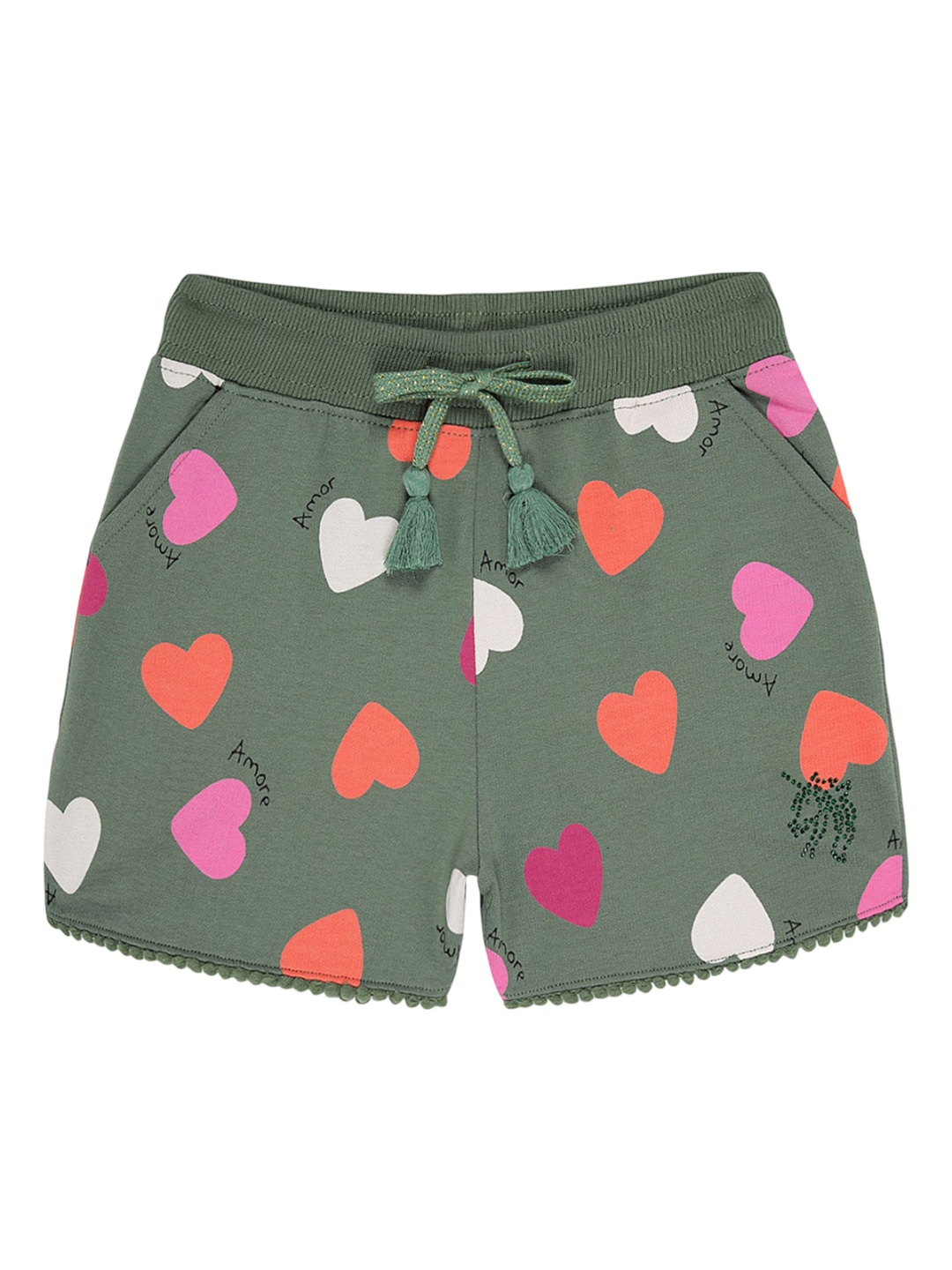 

PLUM TREE Girls Conversational Printed Shorts, Green