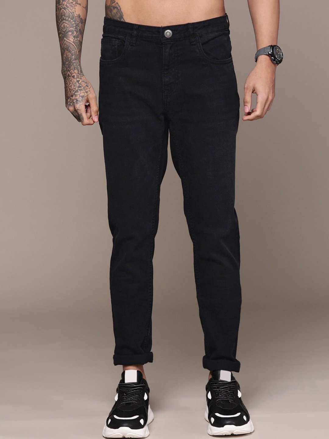 

ComfyStyle Men Regular Fit High-Rise Stretchable Jeans, Black