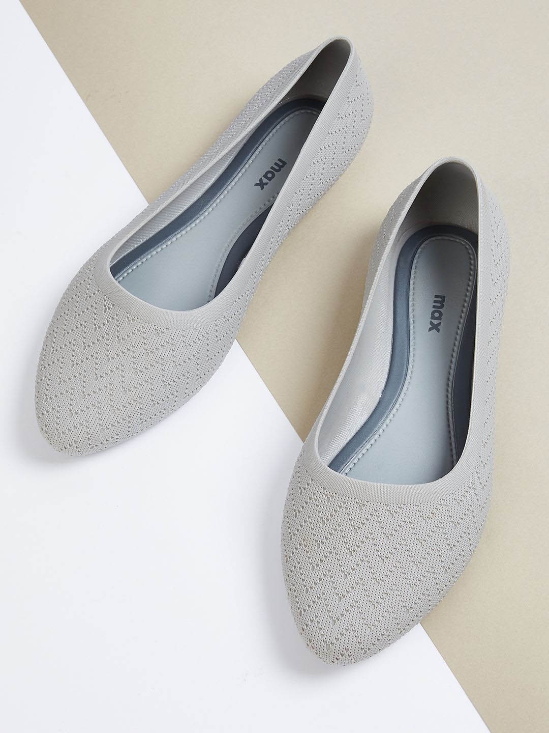 

max Women Woven Design Ballerinas, Grey