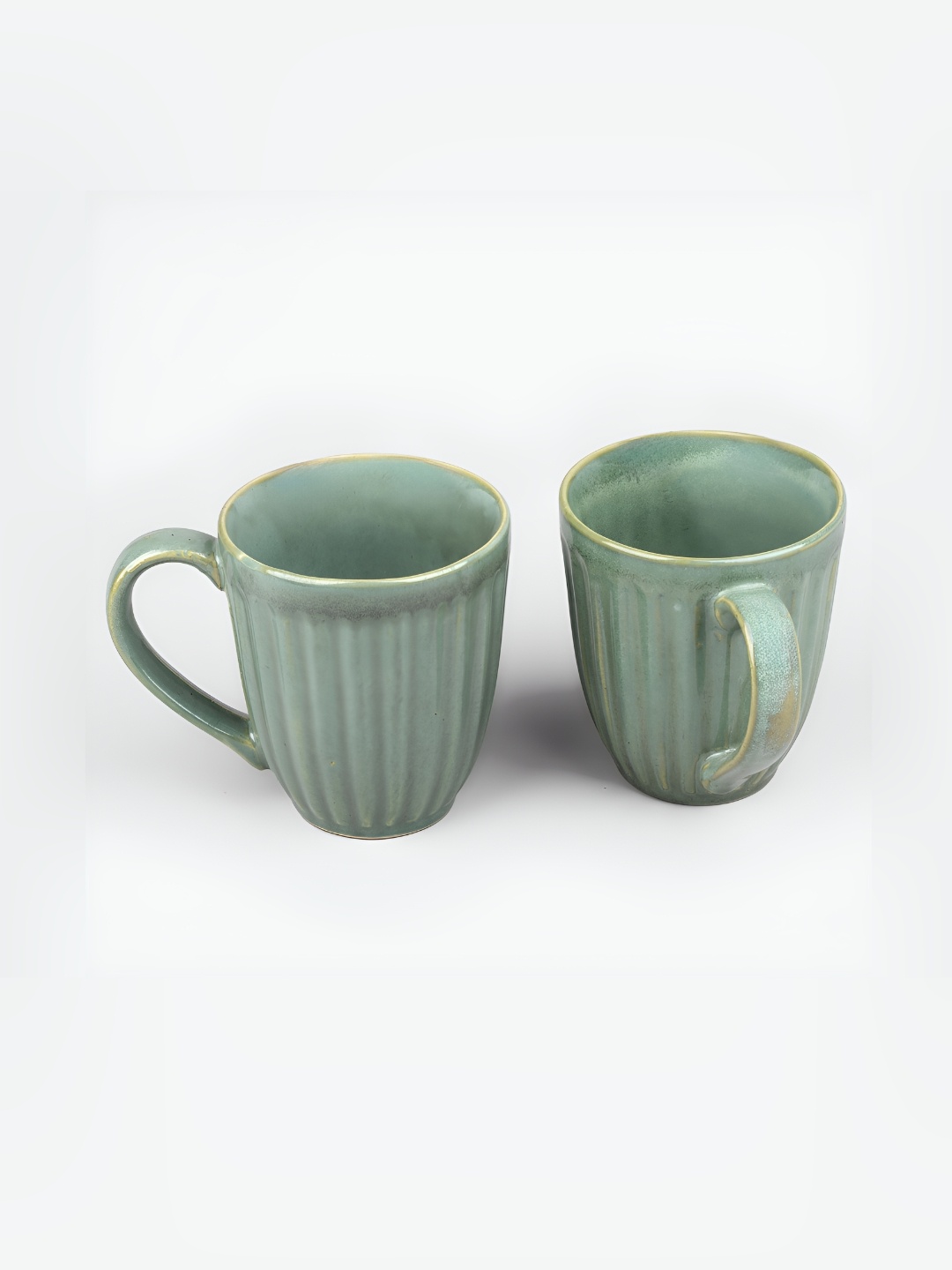 

Storepedia Green Handcrafted Textured Ceramic Glossy Mugs Set of Cups and Mugs
