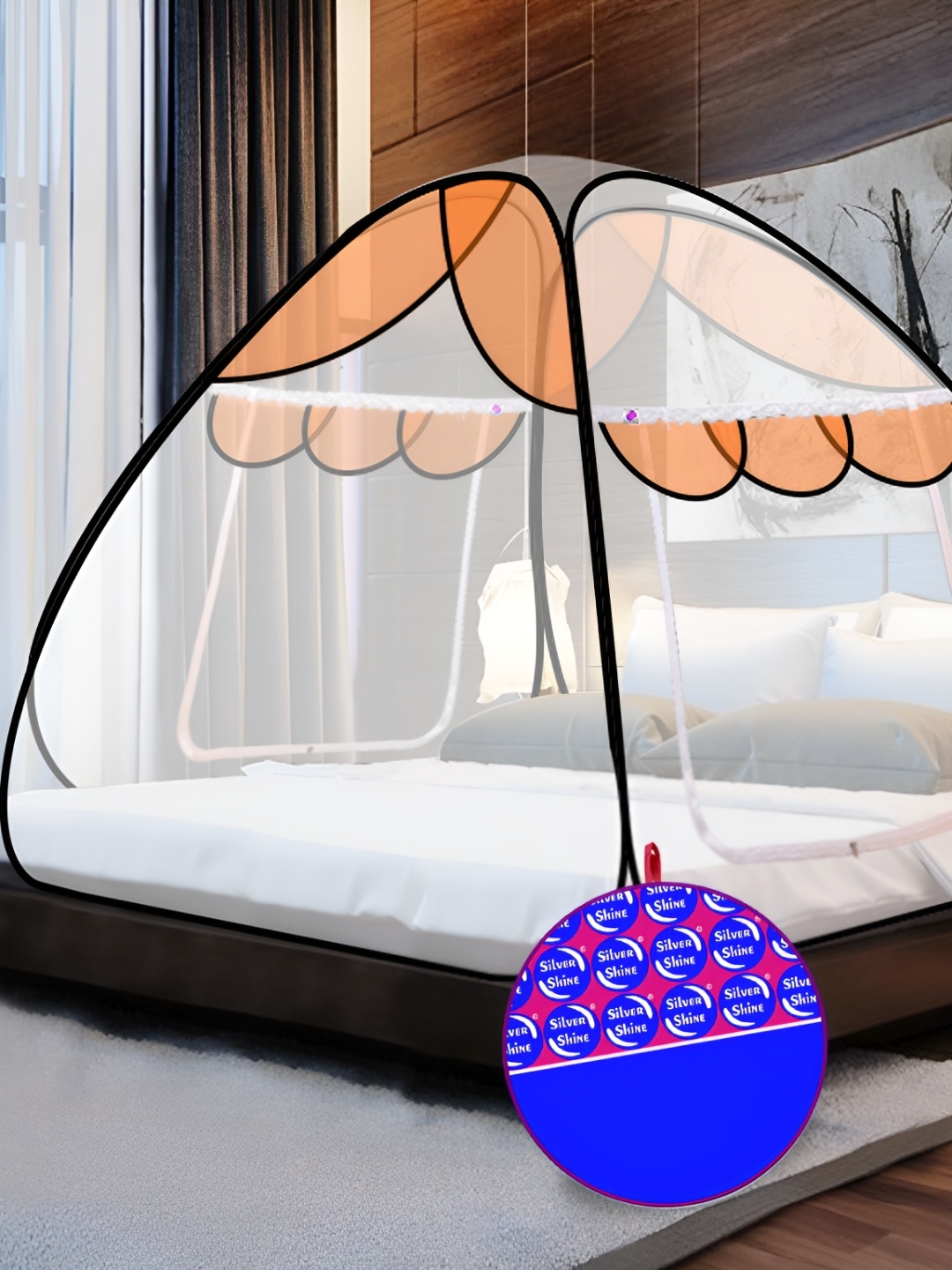 

Silver Shine White & Orange King Size Tent Mosquito Net