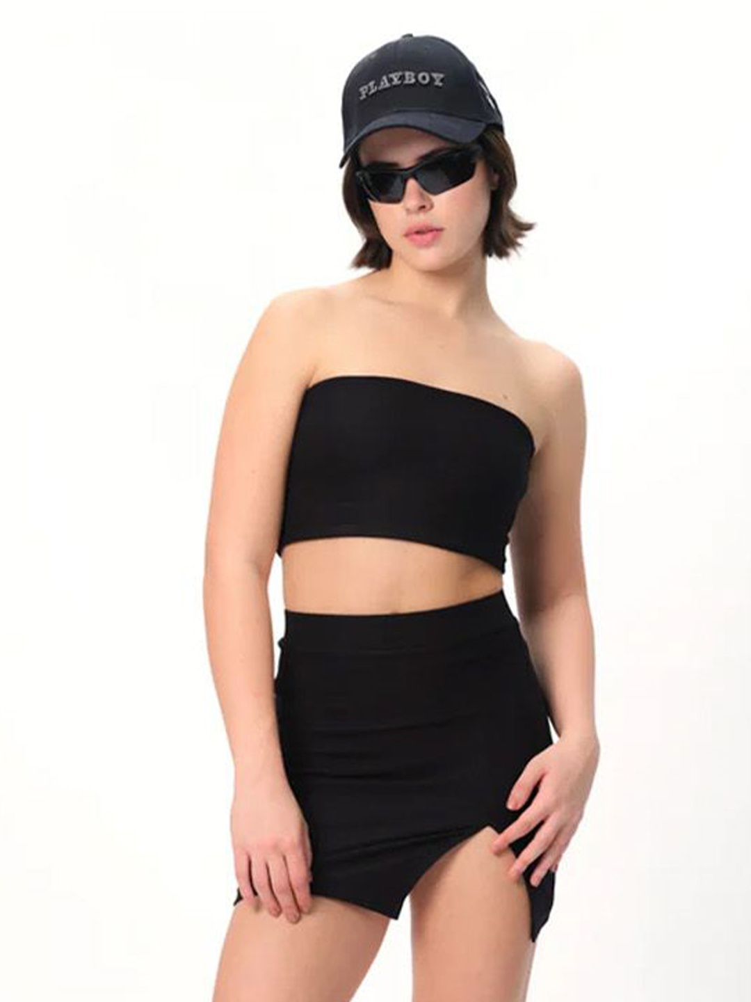 

Bonkers Corner Women Essential Black Solid A-Line Slit Skirt