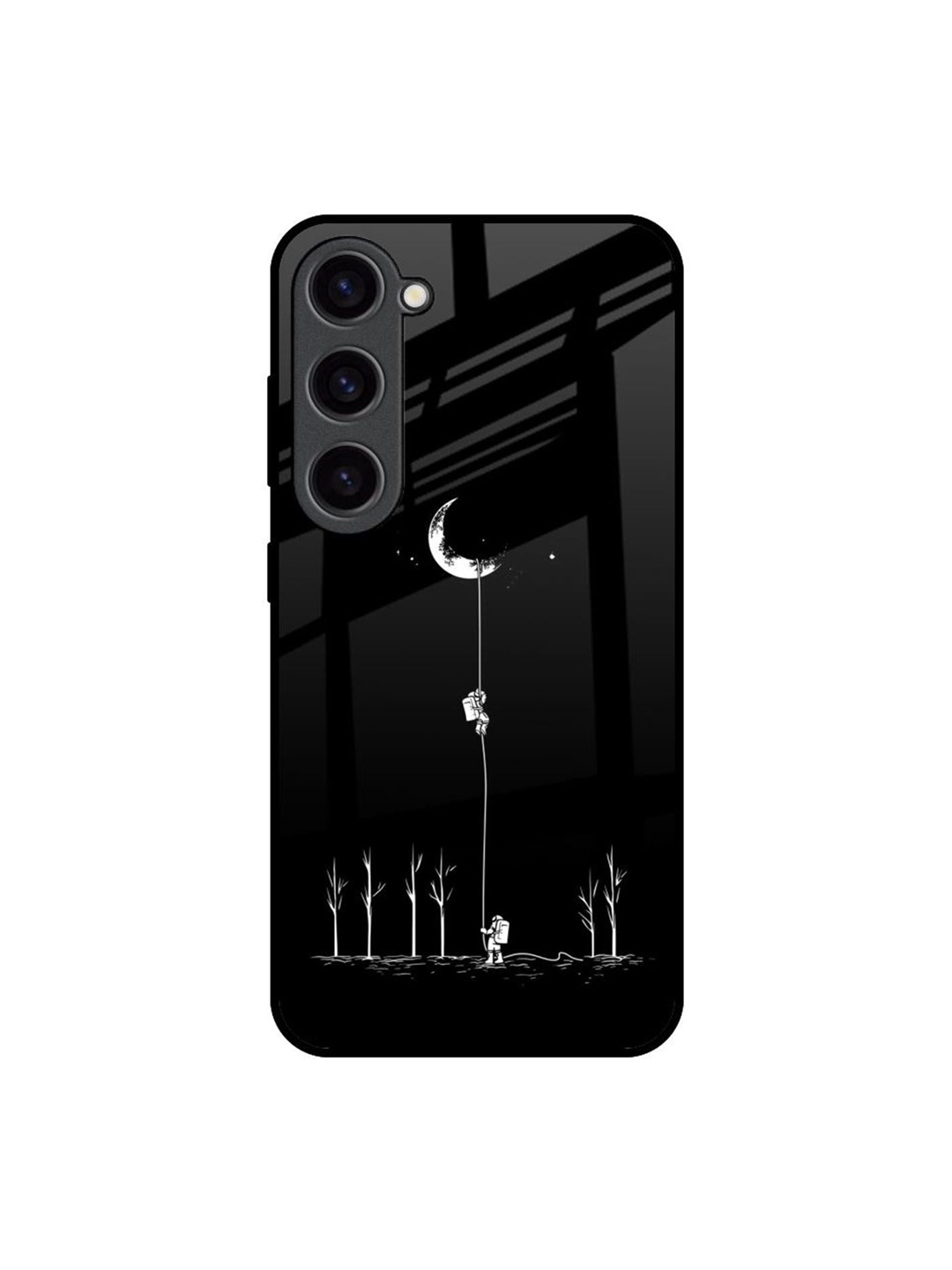 

QRIOH Catch the Moon Real Printed Samsung Galaxy S23 Back Case, Black