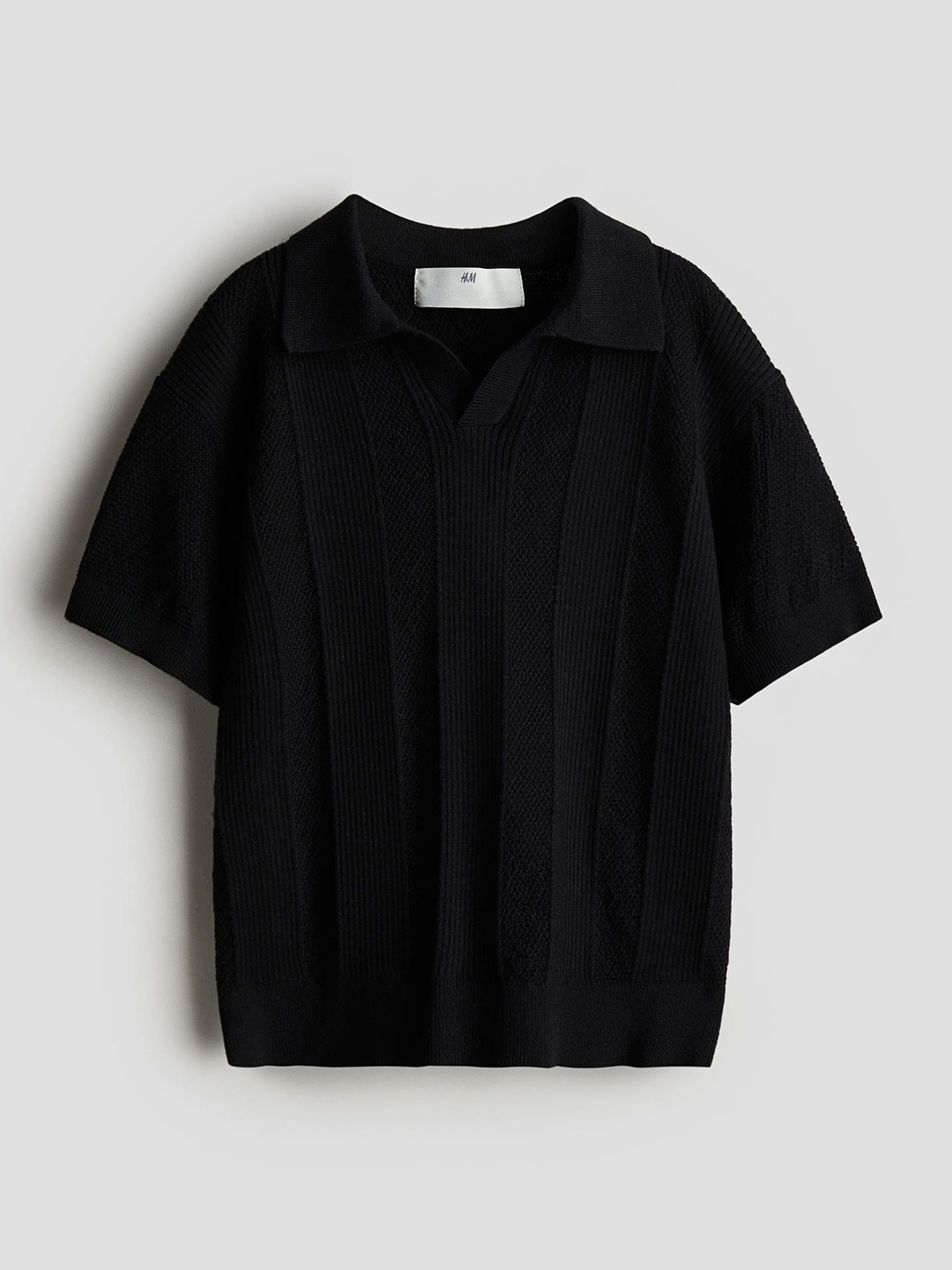 

H&M Knitted Polo Shirt, Black