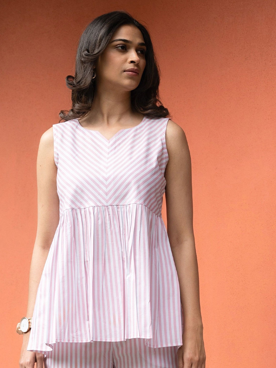 

GULABOSITABO Striped Cotton Top, Pink