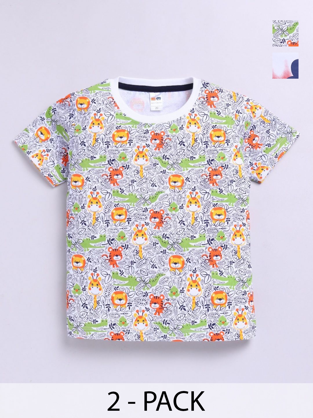 

LITTLE NINJA Boys Pack Of 2 Mickey Mouse Graphic Printed Round Neck Cotton T-shirts, Blue