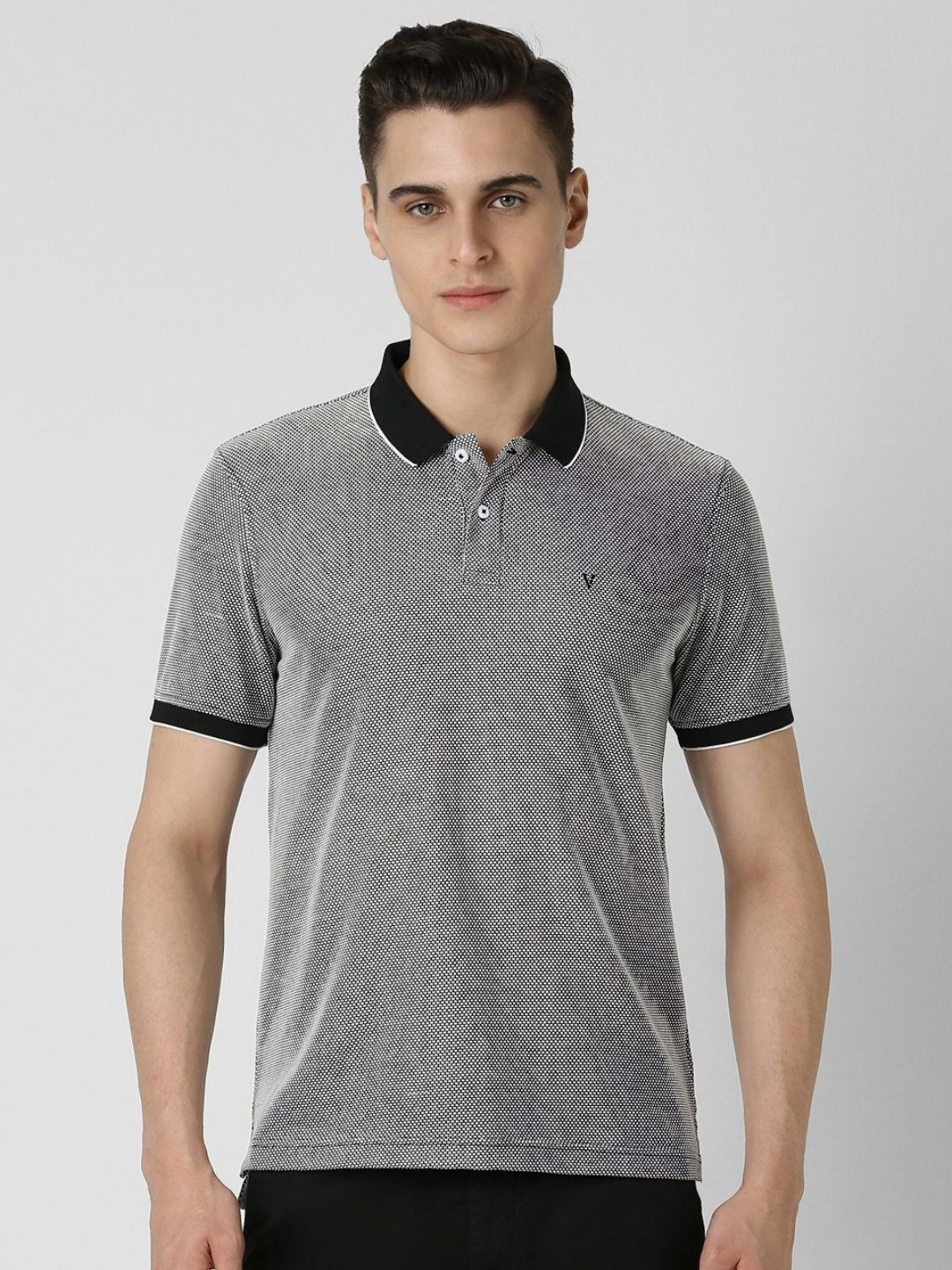 

Van Heusen Sport Men Geometric Printed Polo Collar Cotton T-shirt, Grey