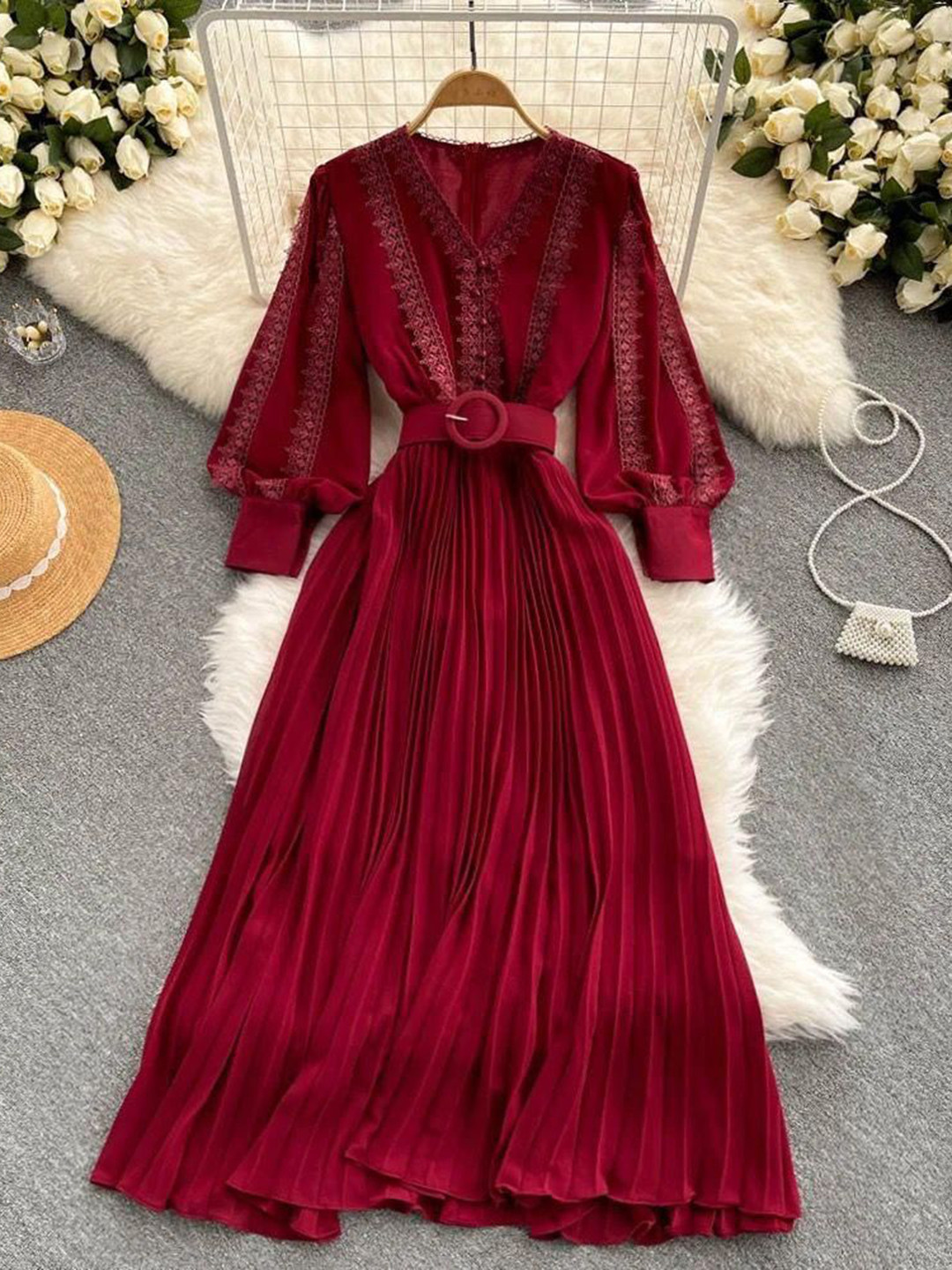 

Alamode By Akanksha Maroon Meredith Statement Dress