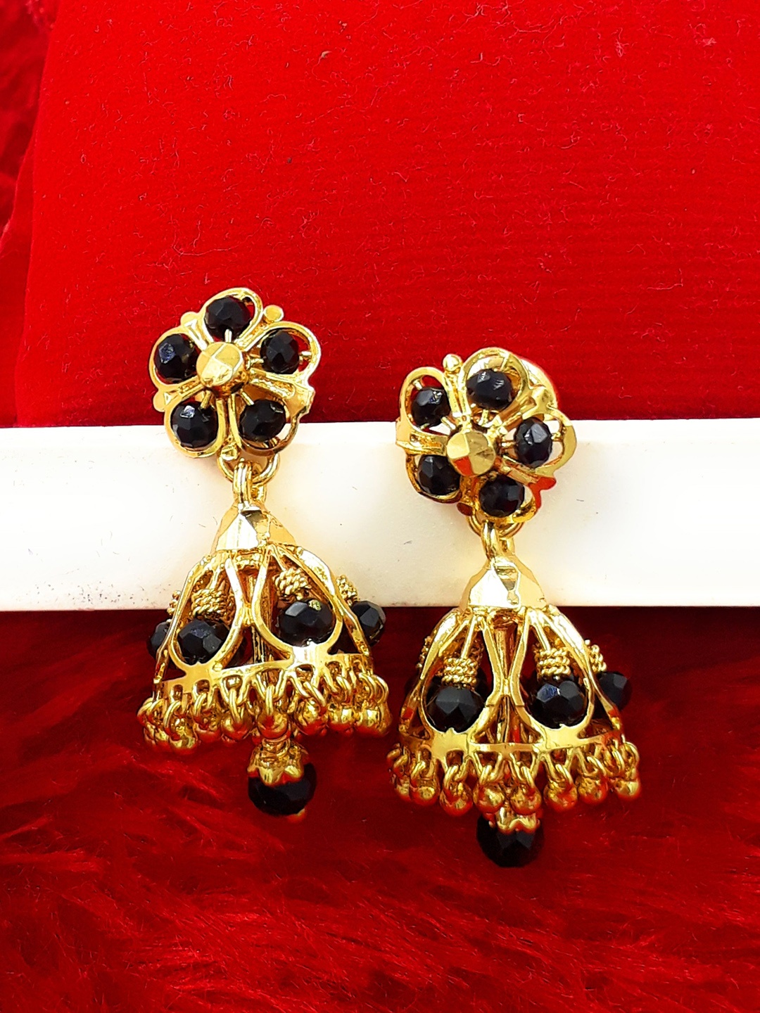 

Anujeet Fashion Hub Gold Plated Contemporary Jhumkas, Black