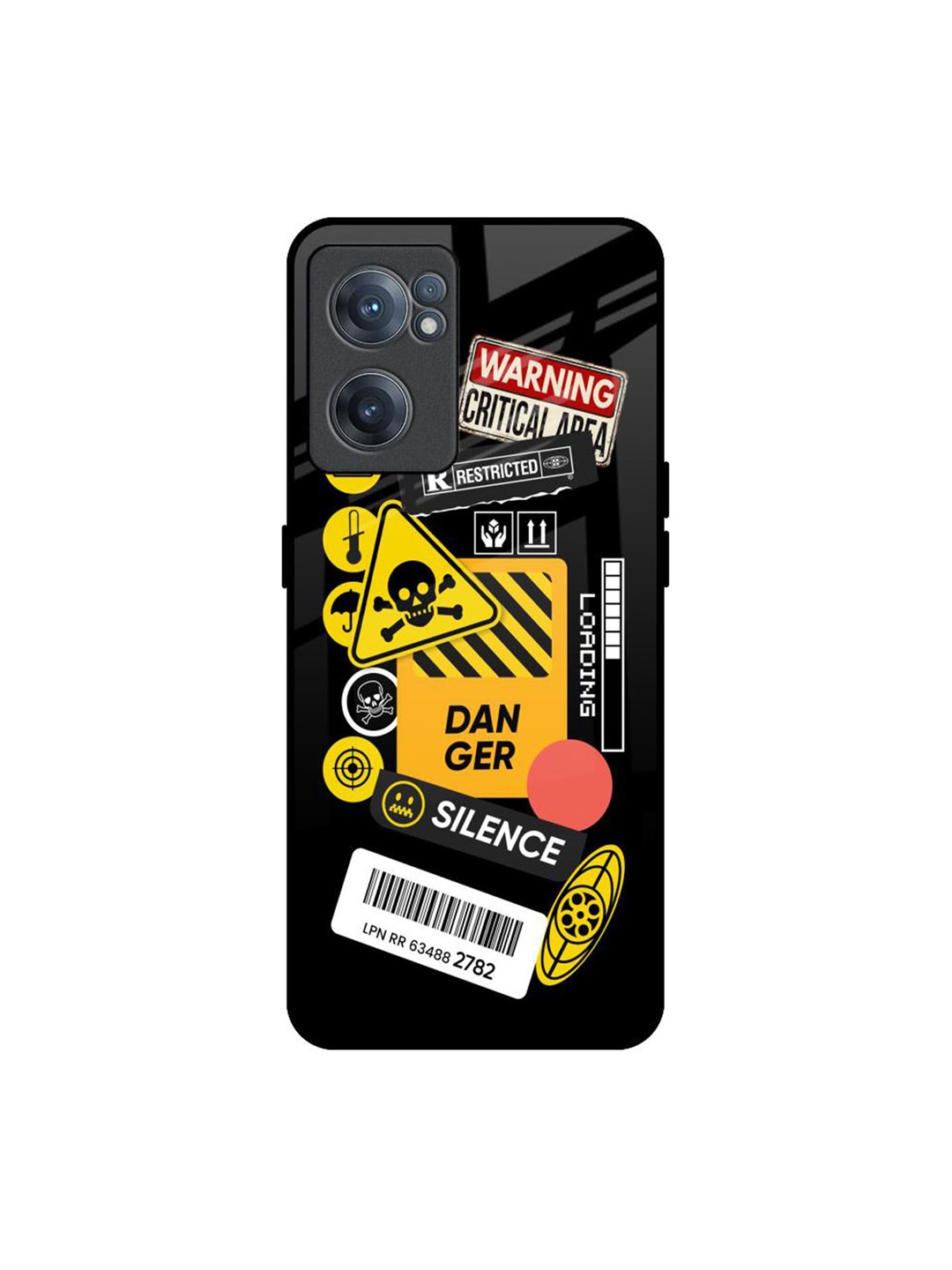 

QRIOH Danger Signs Printed OnePlus Nord CE 2 Back Case, Black