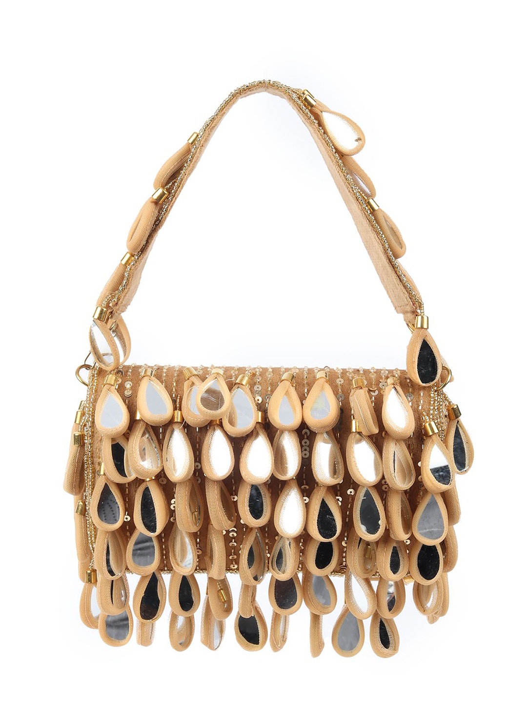 

ODETTE Women Textured Lace Inserts Handheld Bag, Beige