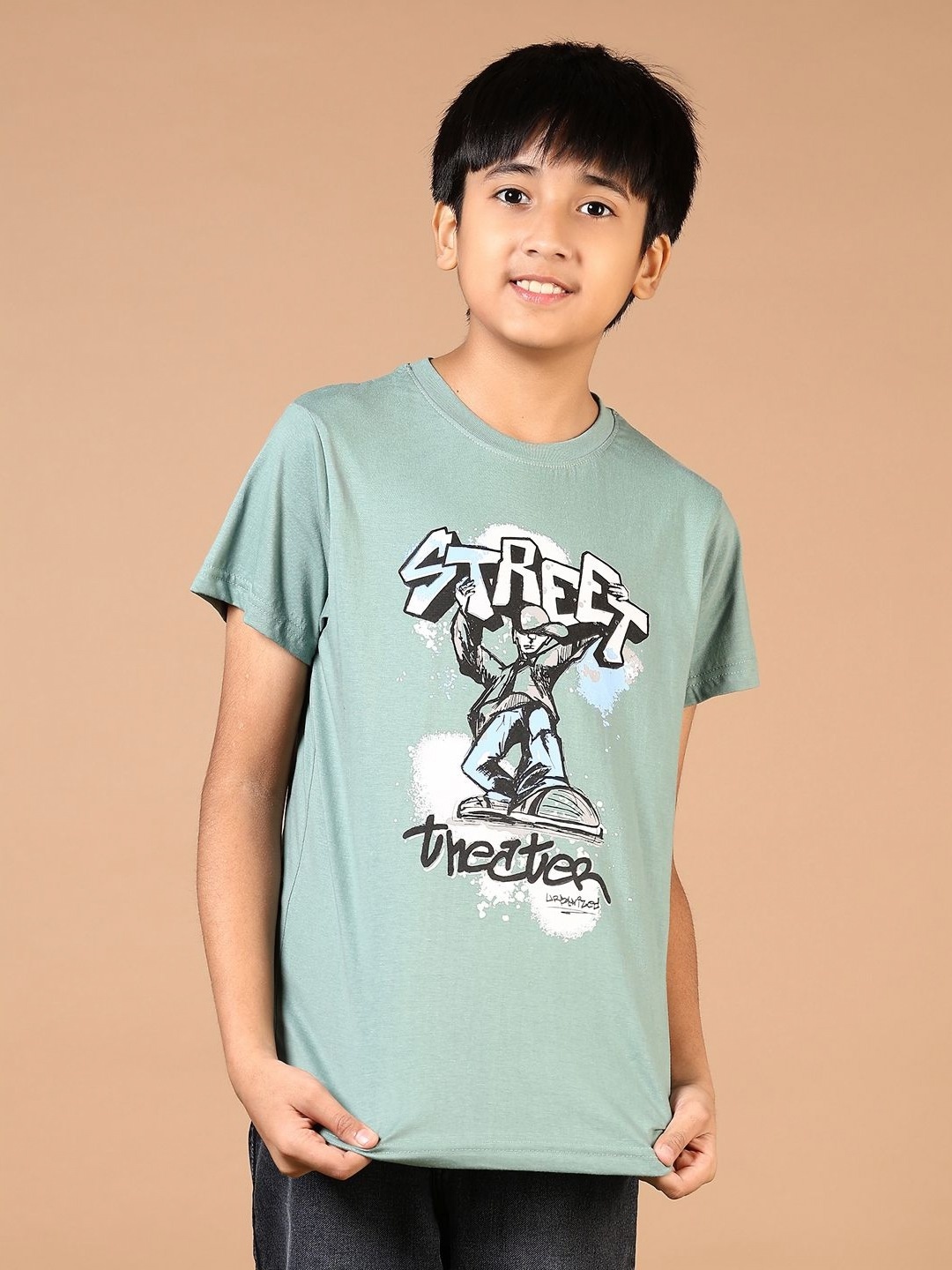 

V-Mart Boys Graphic Printed Round Neck Cotton T-shirt, Green