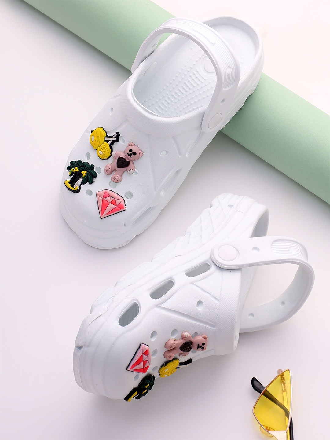 

KAPYANSH WCL-123 Women Self Design Clogs, White