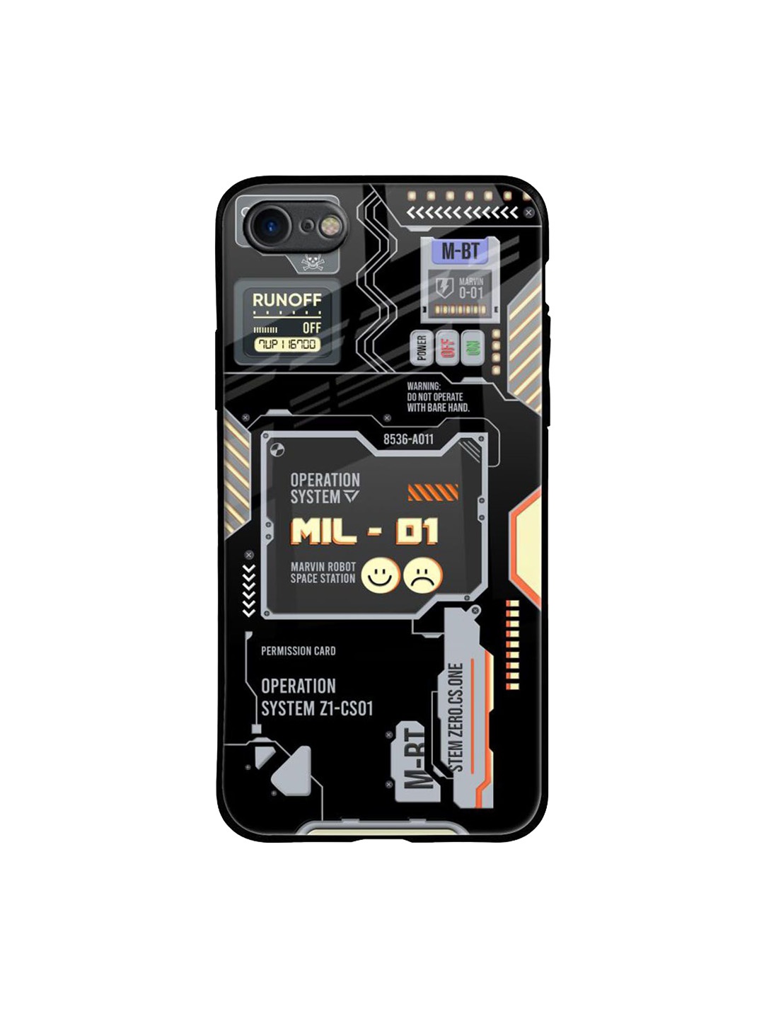 

QRIOH Exposed Parts Printed iPhone 7 Back Case, Black