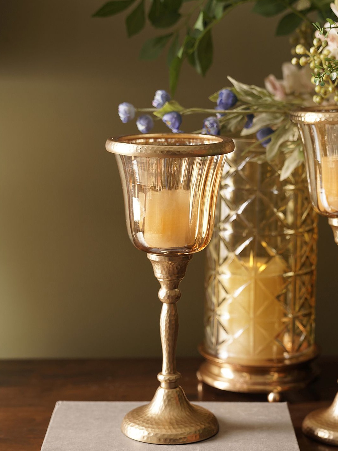 

Pure Home and Living Gold-Toned Glass Candle Holder