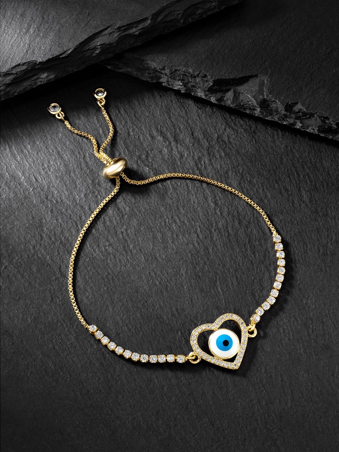 

Peora Women Brass Cubic Zirconia Gold-Plated Wraparound Bracelet
