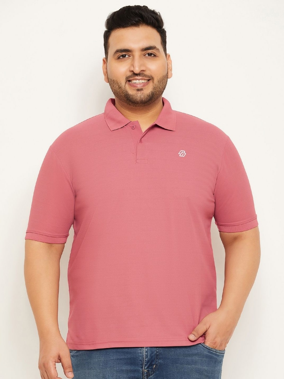 

RENUOVO Men Solid Polo Collar Cotton T-shirt, Pink