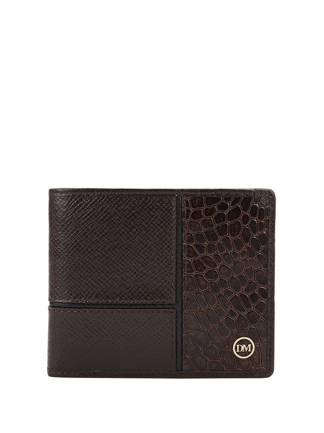 

Da Milano Men Textured Leather Two Fold Wallet, Brown