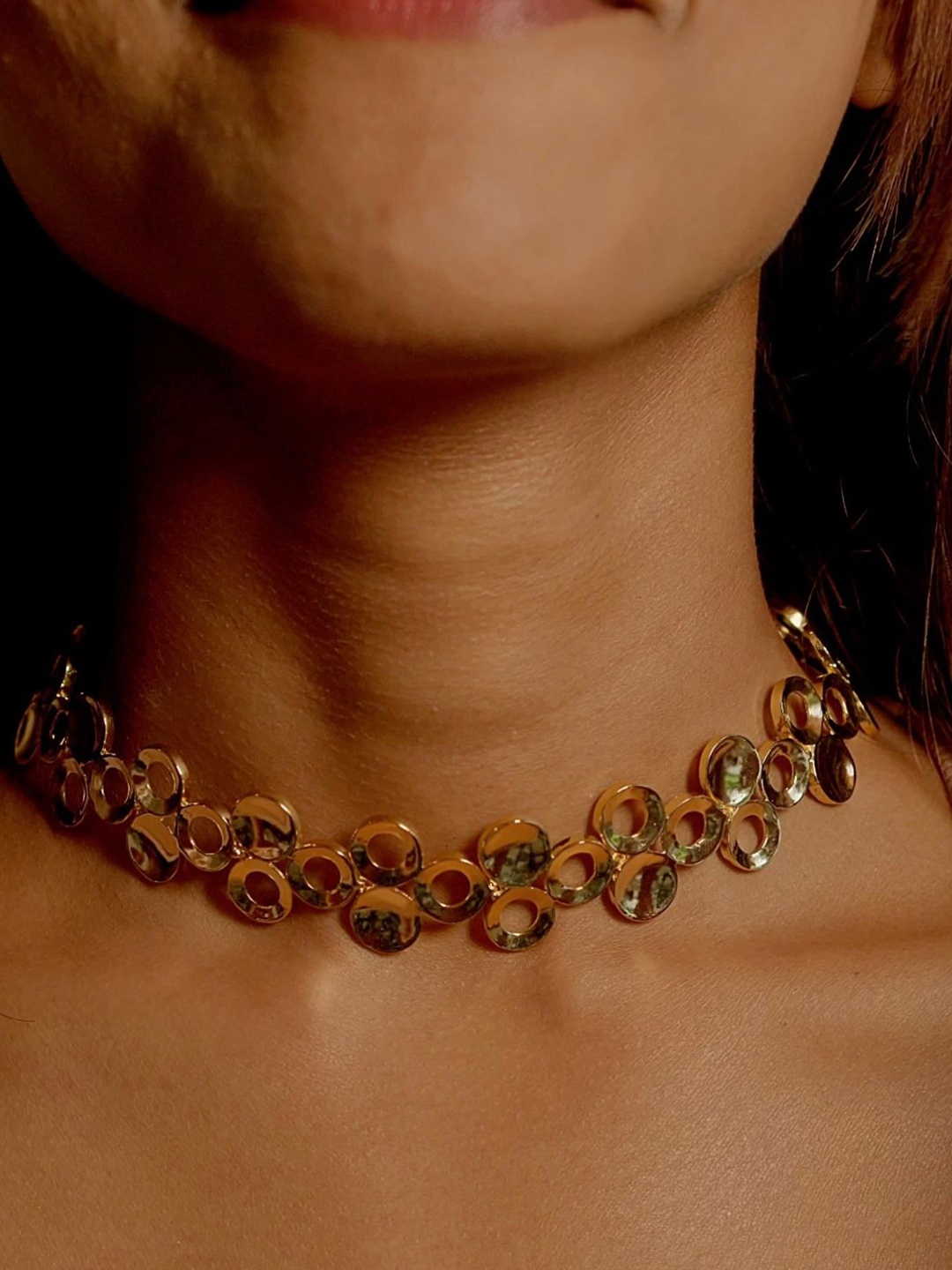 

House of Pehr Gold Plated Circle Design Aurora Choker Necklace