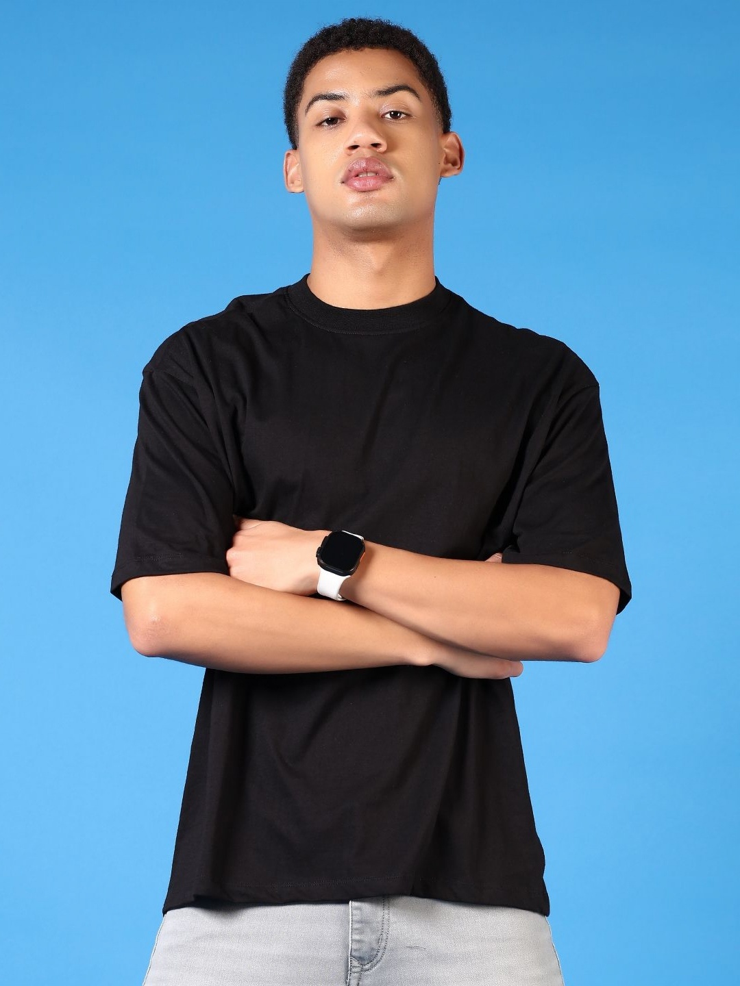 

V-Mart Men Graphic Printed Round Neck Cotton Relaxed Fit T-shirt, Black