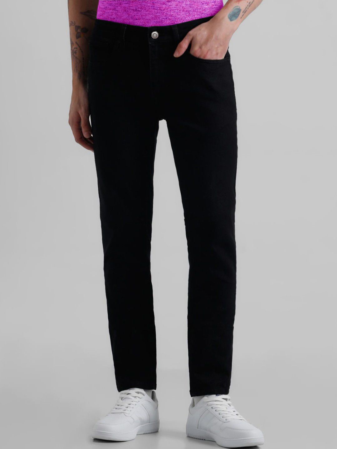 

ComfyStyle Men Slim Fit Stretchable Mid-Rise Jeans, Black