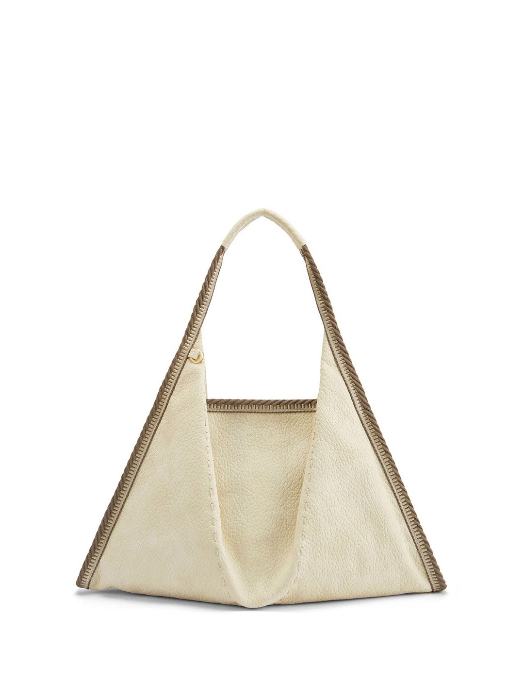 

Lino Perros Textured PU Oversized Half Moon Hobo Bag with Tasselled, Beige