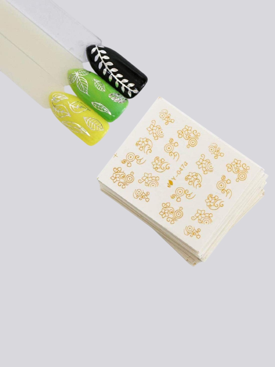 

Ekinsu Gel Abstract Nail Art Decals Metallic Stickers - 30 Sheets - Gold-Silver