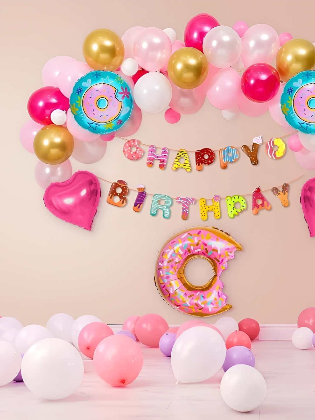 

Special You 59 Pcs Pink & White Balloons & Banner Festive Decor