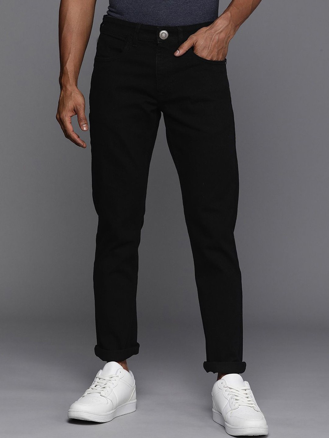 

ComfyStyle Men Regular Fit Mid-Rise Stretchable Jeans, Black