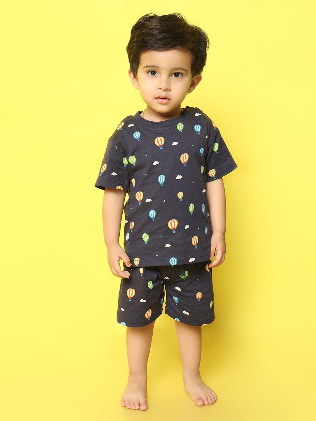 

Orange Sugar Infant Quriky Printed Pure Cotton T-shirt With Shorts, Navy blue