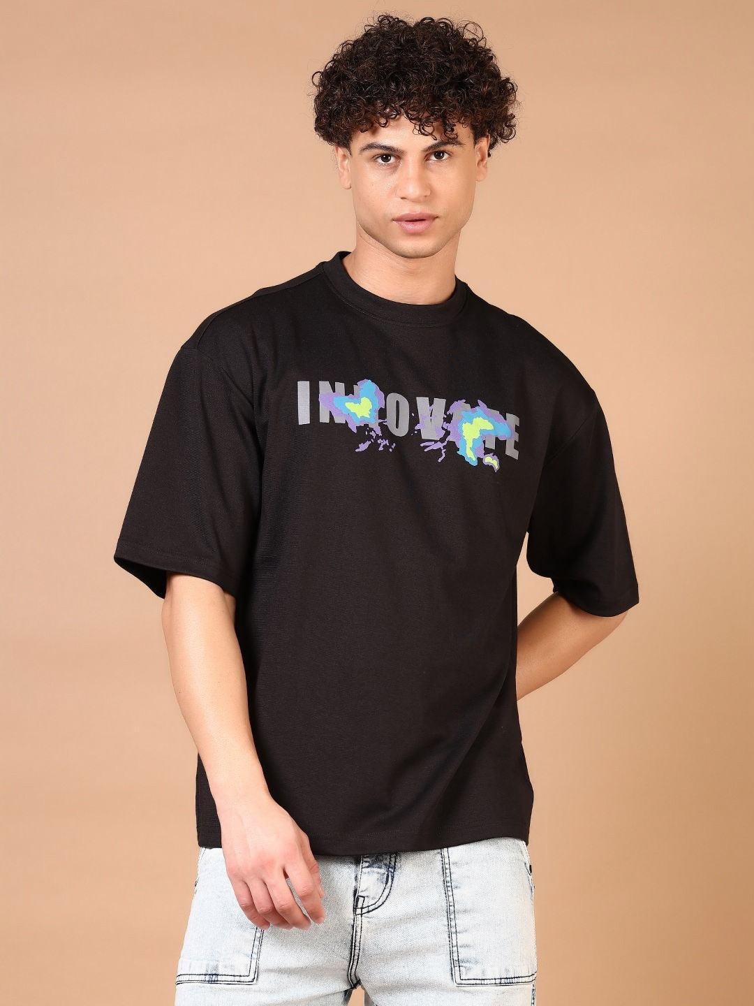 

V-Mart Men Graphic Printed Round Neck Cotton Relaxed Fit T-shirt, Black