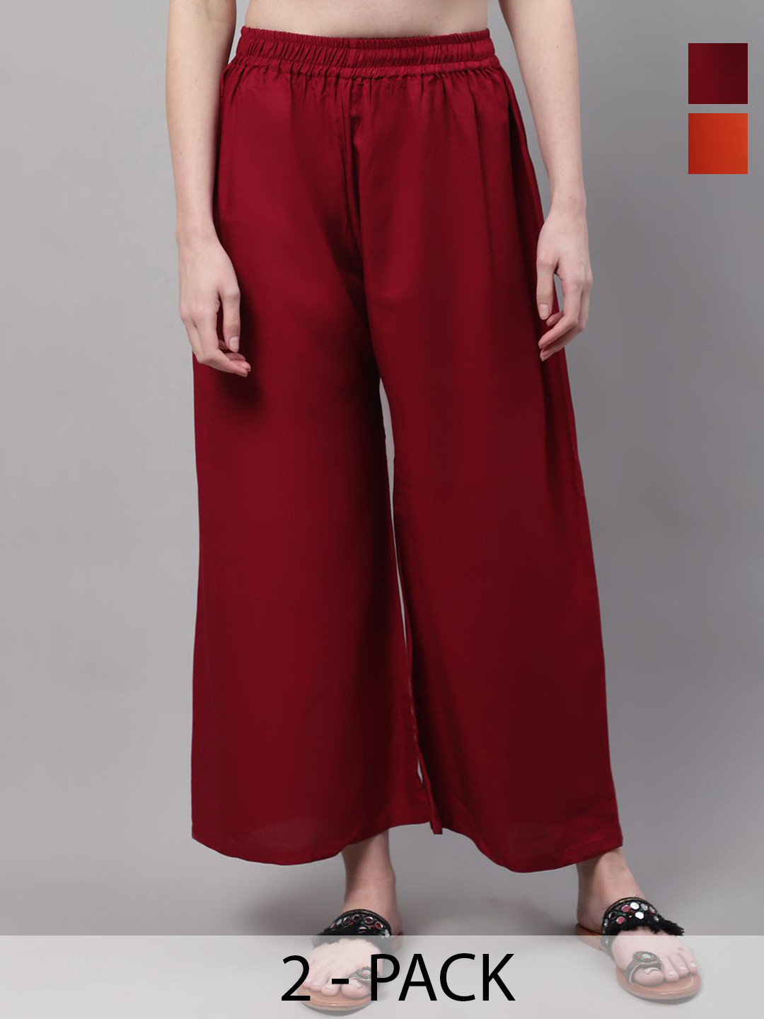

Valles365 by S.C. Women Pack Of 2 Flared Ethnic Palazzos, Maroon